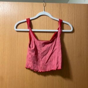 Red and white striped crop tank top